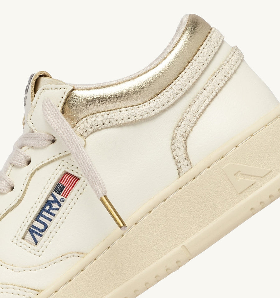 Med-Way Sneakers in Leather Color Marshmallow and Platinum