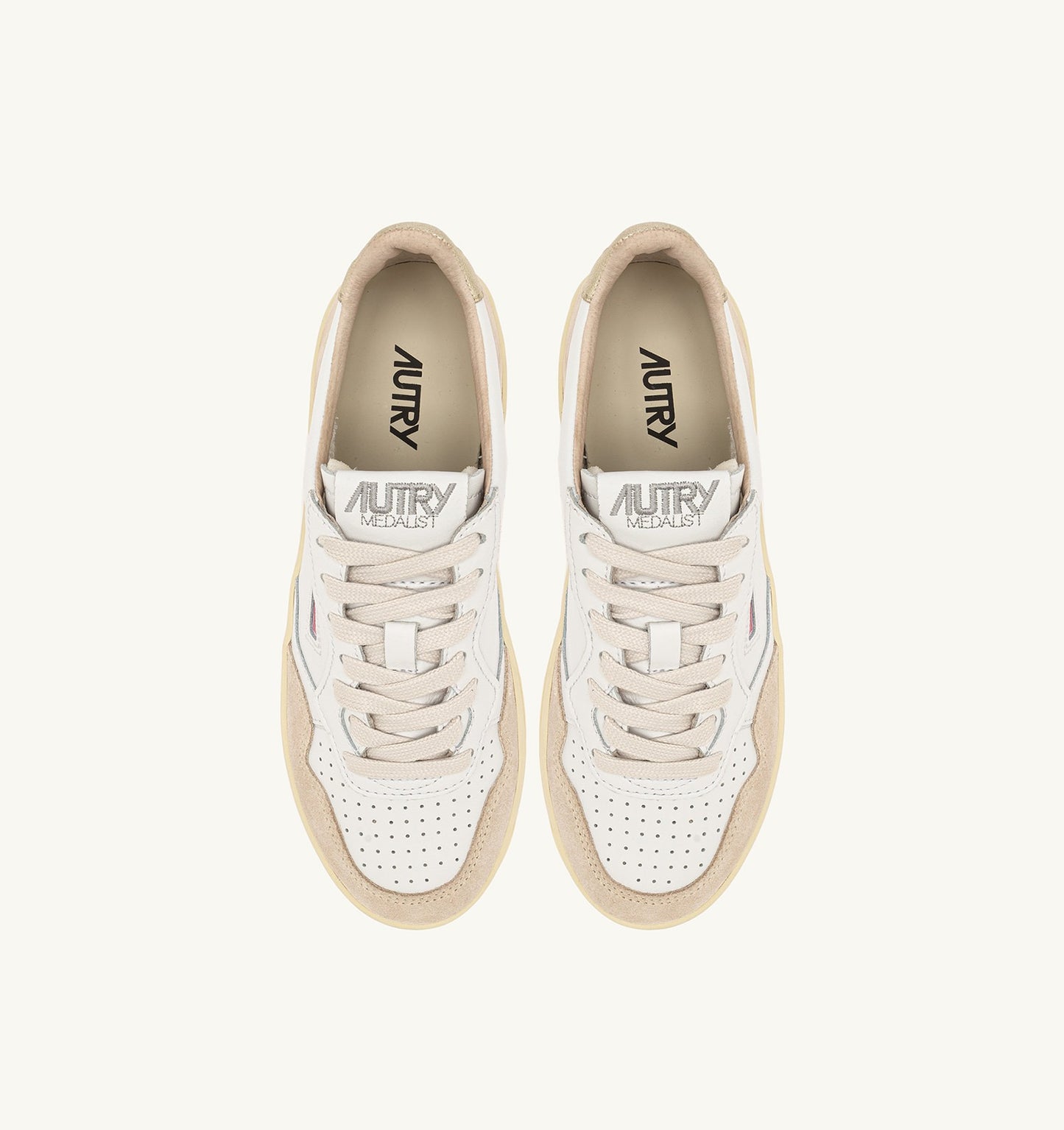 Platform Low in Leather & Suede in White Platinum