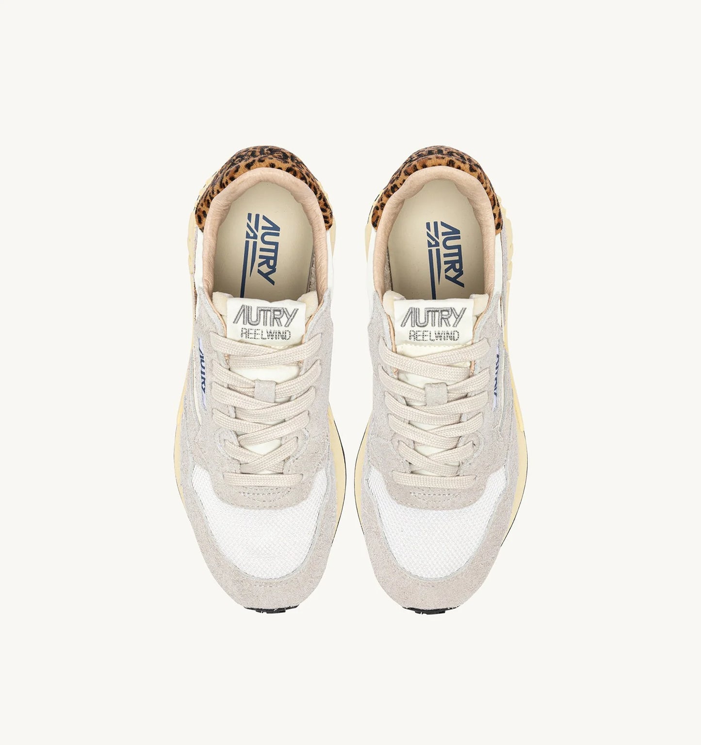 Reelwind Low Sneakers in Nylon and Suede White and Leopard