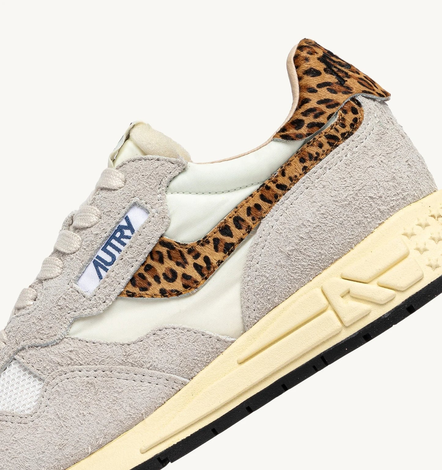 Reelwind Low Sneakers in Nylon and Suede White and Leopard
