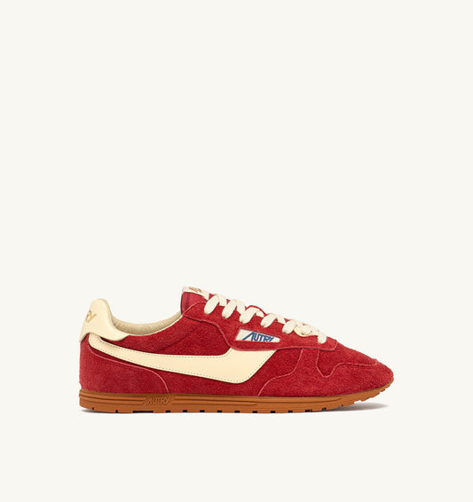 Windspin Sneakers in Suede Leather Color Imperial Red and Rutabaga