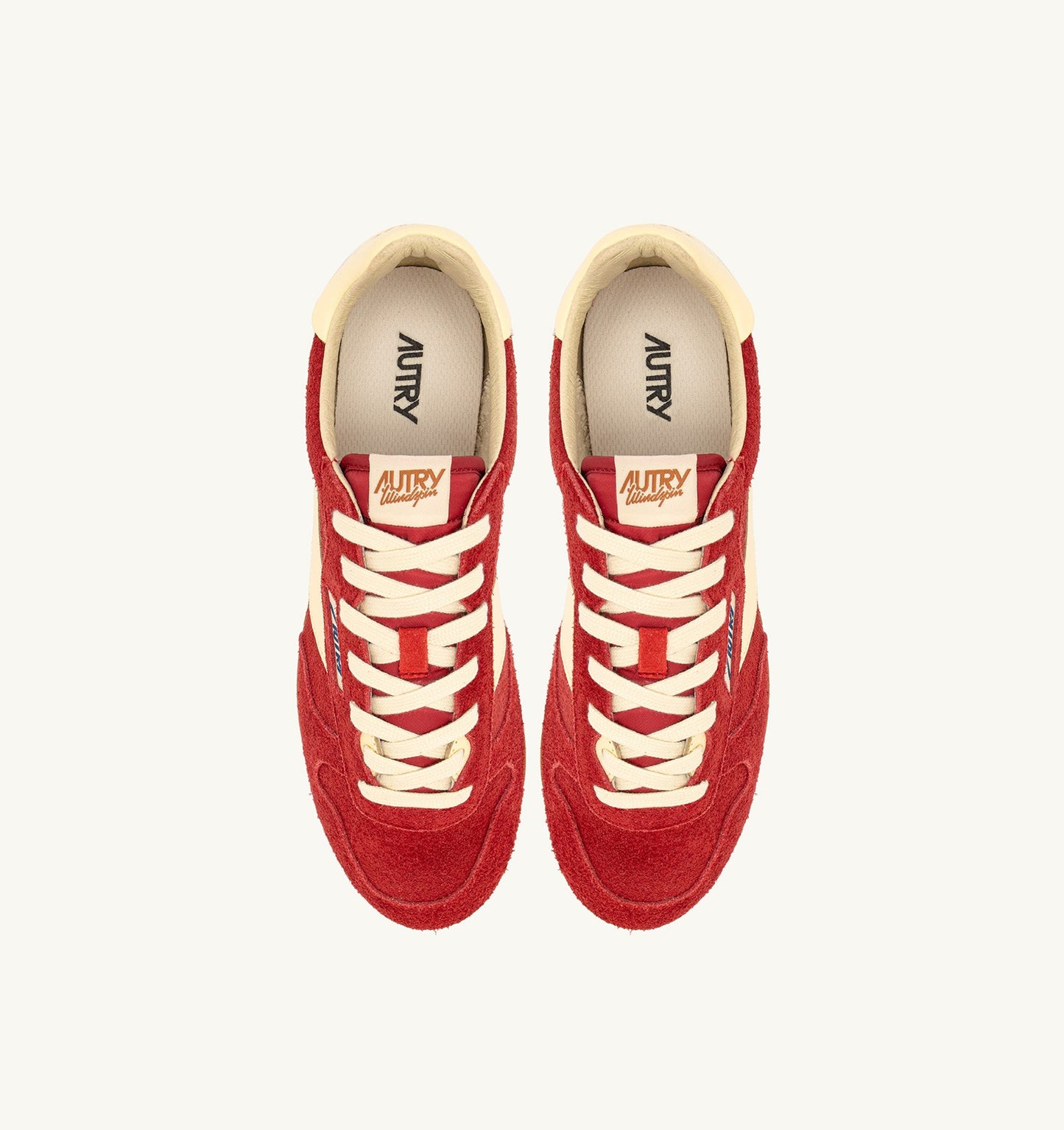 Windspin Sneakers in Suede Leather Color Imperial Red and Rutabaga