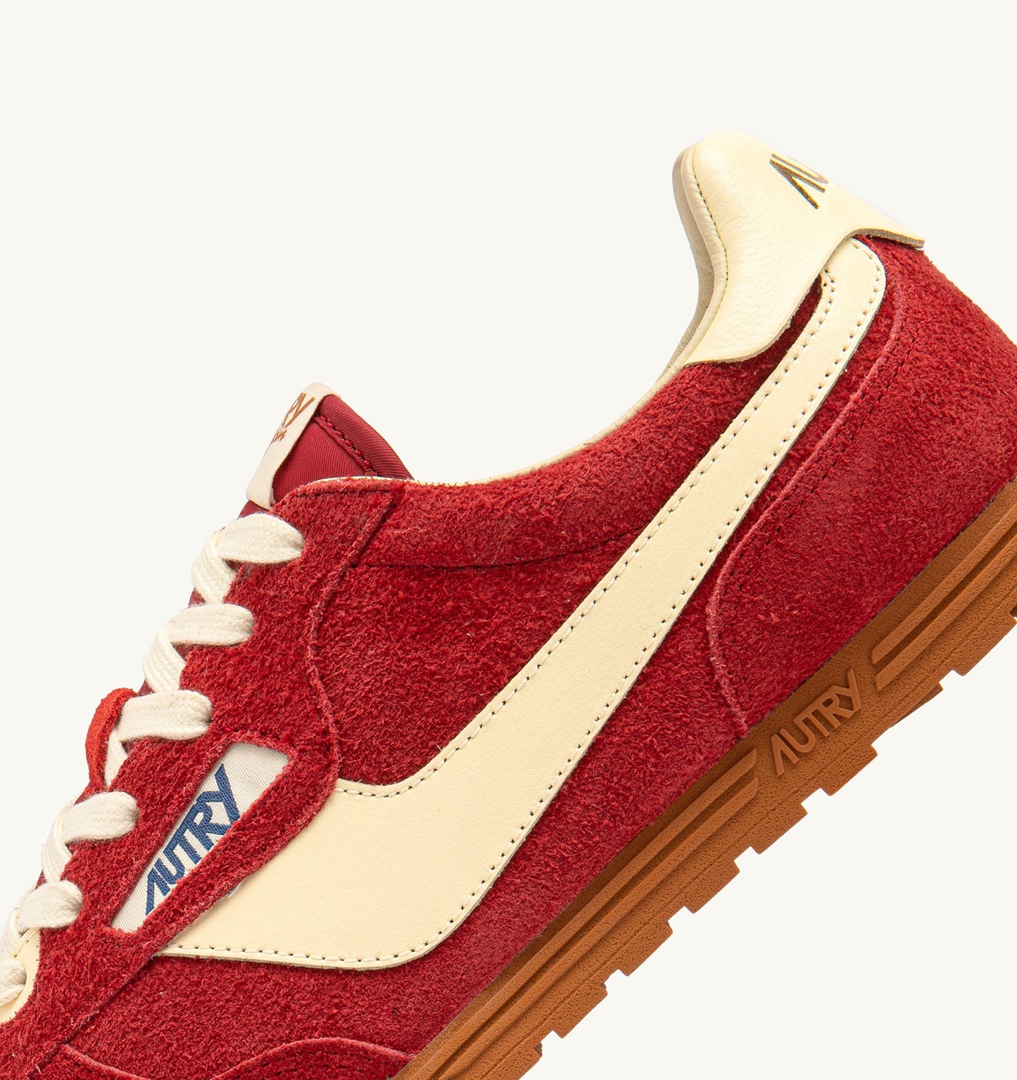 Windspin Sneakers in Suede Leather Color Imperial Red and Rutabaga