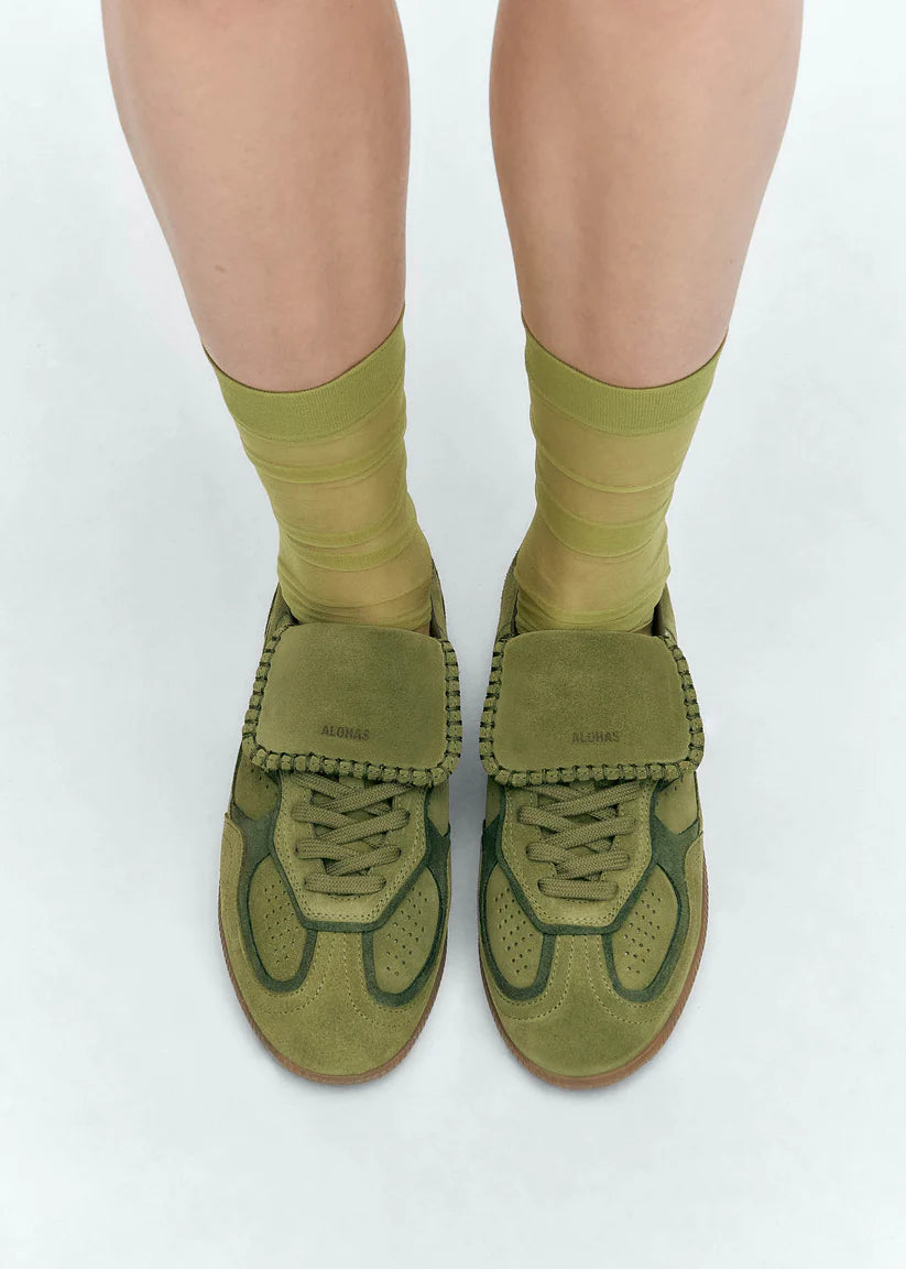 TB490 Club Suede Sneakers in Green Leather