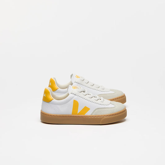 Kids Volley Canvas Sneakers White With Sunshine Natural
