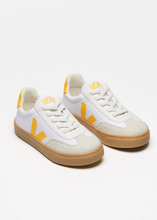 KIDS VOLLEY - CANVAS WHITE WITH SUNSHINE NATURAL - VEJA