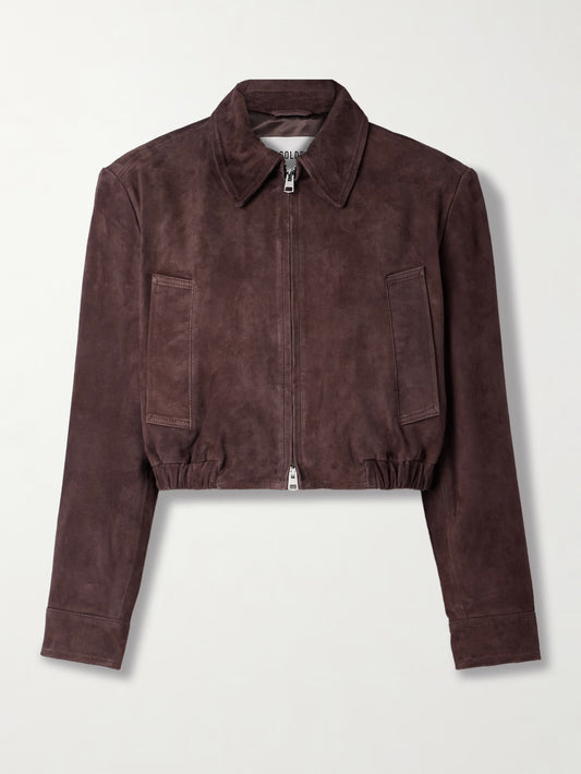 Nahla Cropped Suede Jacket in Root