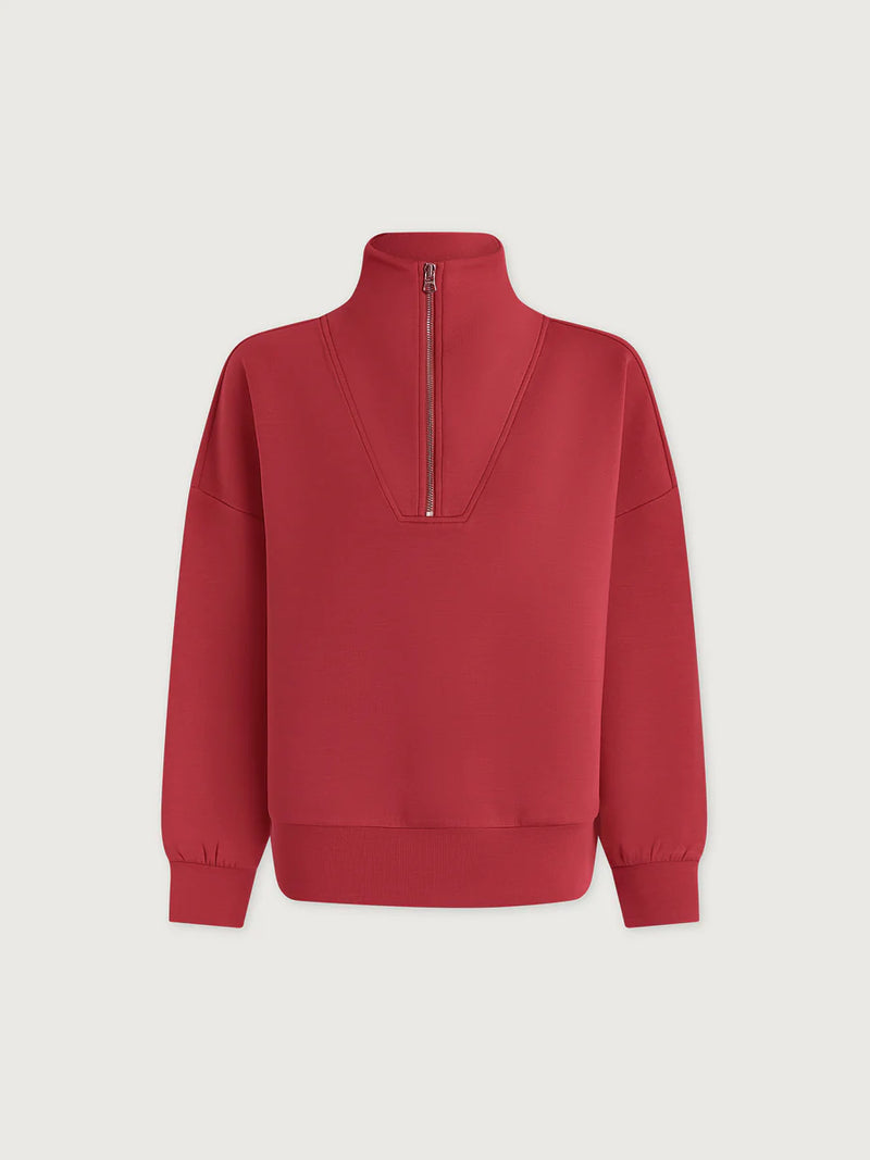 Hawley Half Zip Sweat in Rich Raspberry